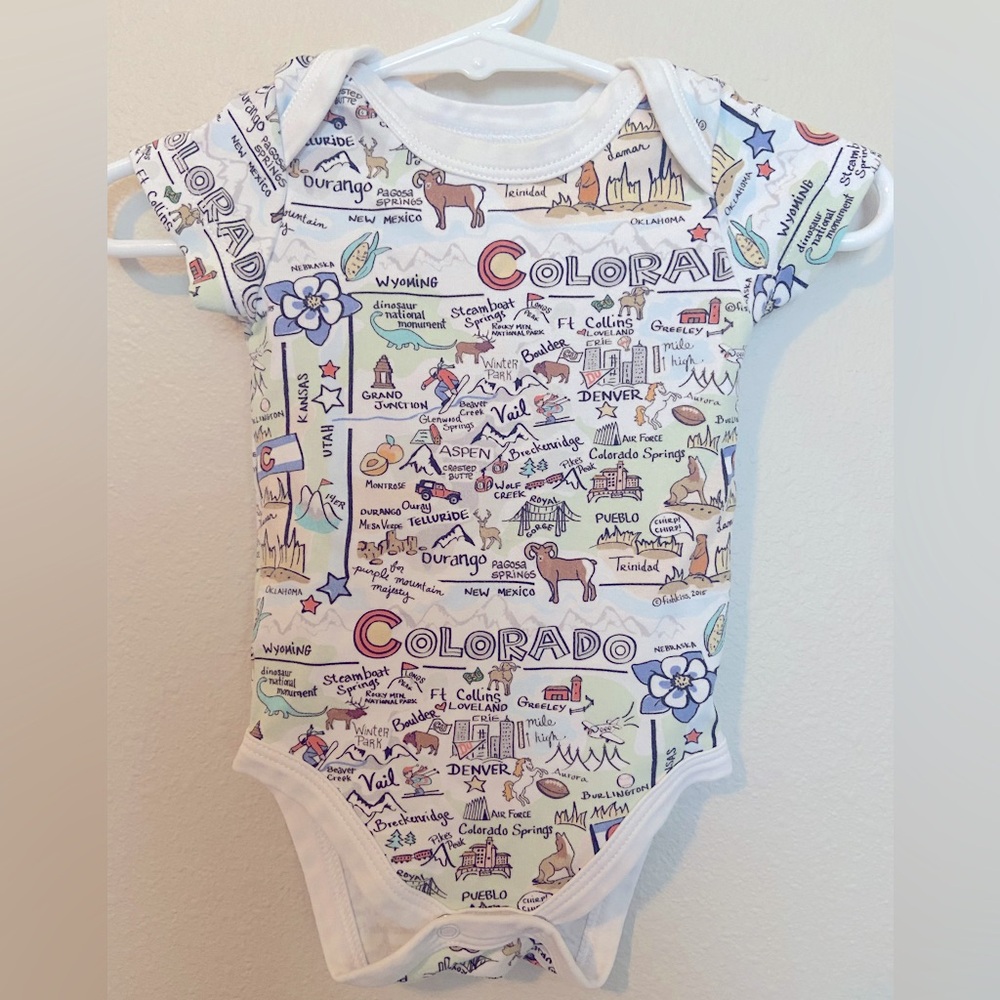 🏞️ Fish Kiss Colorado Map Baby One-Piece